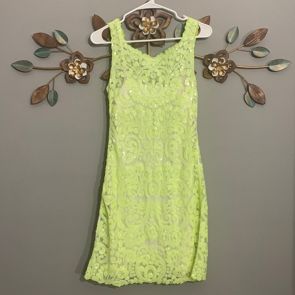 Yoana Baraschi Neon Sequin Dress Size 2